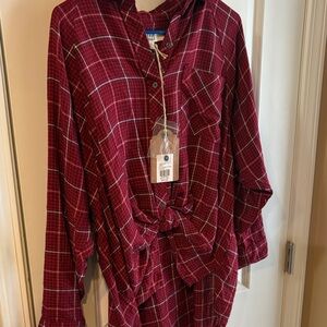 True Craft Red Plaid Women's Boyfriend Flannel Style Top